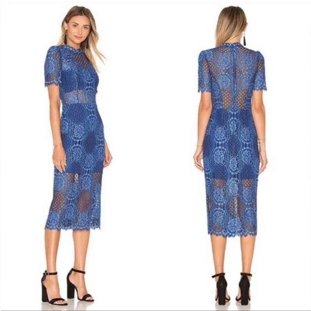 Alexis Delila Blue Lace Midi Dress